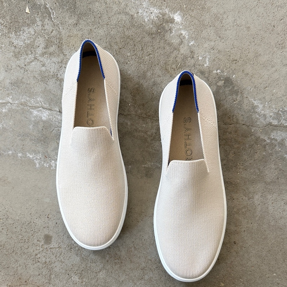 Rothy's Women’s Cream and Blue Slip-Ons